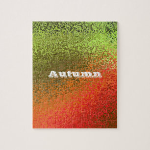 Custom Name Orange Green Abstract Gradient Art Jigsaw Puzzle