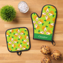 Custom name orange pears on green