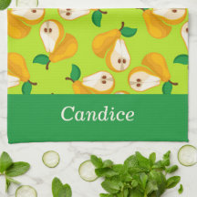 Custom name orange pears on green