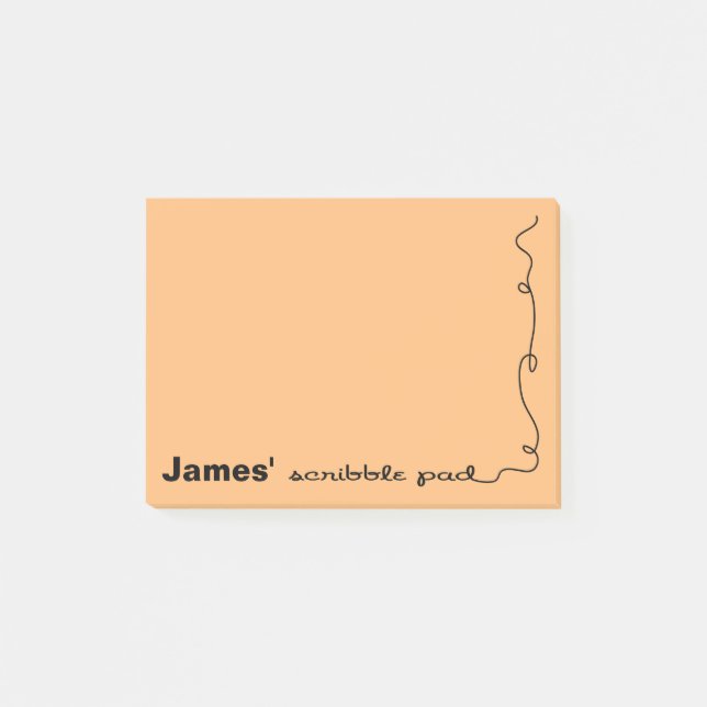 Custom Name Orange Scribble Pad Post-it Notes (Front)