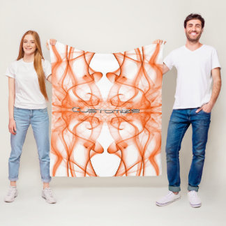 Custom Name Orange Smoke Symmetrical White Fleece Blanket