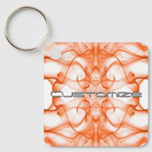 Custom Name Orange Smoke Symmetrical White Key Ring