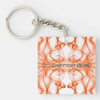 Custom Name Orange Smoke Symmetrical White Key Ring