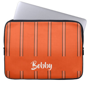 Custom name orange stripes laptop sleeve