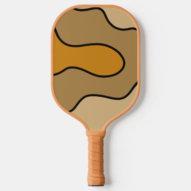 Custom Name Orange Tan Black Design Pickleball Paddle (Front)