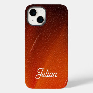 Custom name orange textured pattern Case-Mate iPhone 14 case