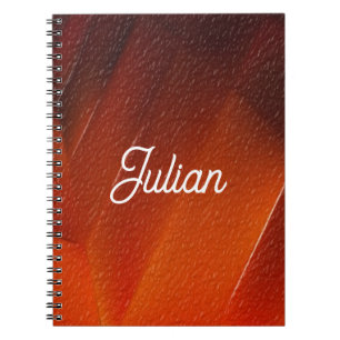 Custom name orange textured pattern notebook