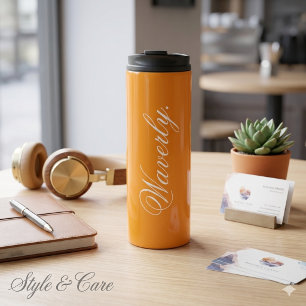 Custom Name Orange Thermal Tumbler Design