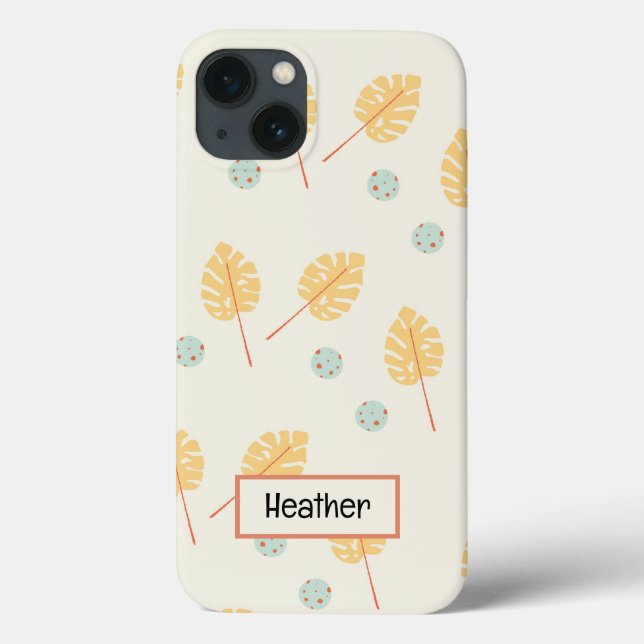 Custom name orange tropical leaves cream Case-Mate iPhone case (Back)
