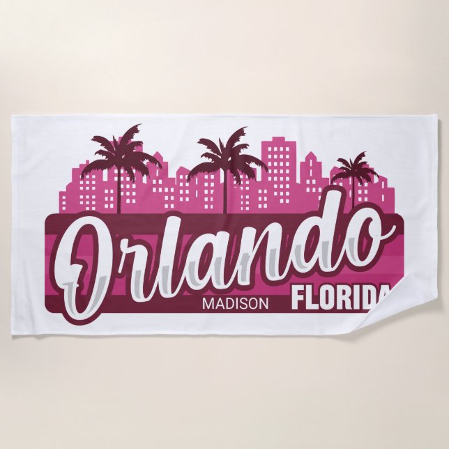 Custom Name Orlando Florida Beach Towel (Front)