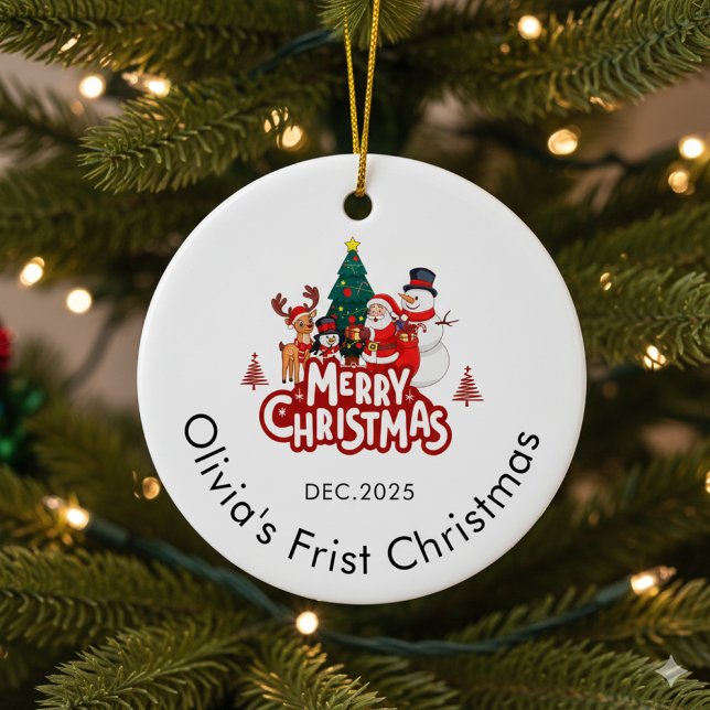 Custom Name Ornament, Baby's First Christmas Ceramic Tree Decoration (Creator Uploaded)