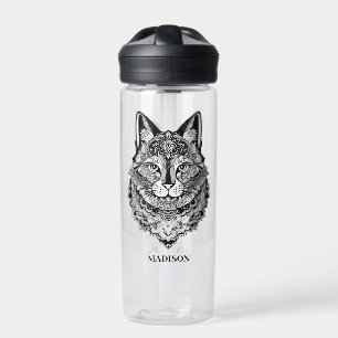 Custom Name Ornamental Cat Water Bottle