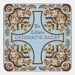 Custom Name Ornate Victorian Ex Libris Stickers
