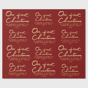 Custom Name Our First Christmas as Mummy & Daddy Wrapping Paper