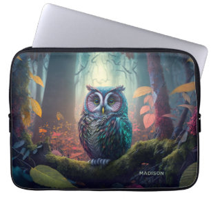 Custom Name Owl Forest Laptop Sleeve