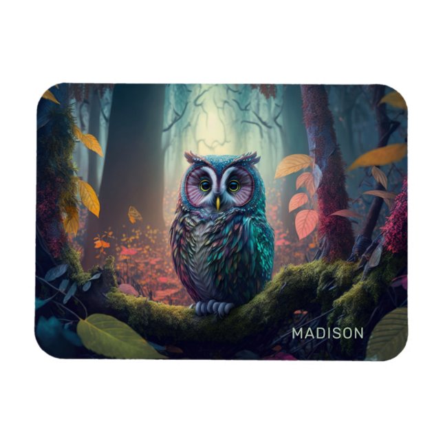 Custom Name Owl Forest Magnet (Horizontal)