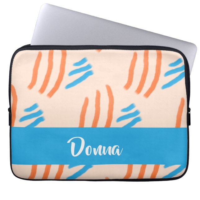 Custom name paint strokes patterned laptop sleeve (Front)