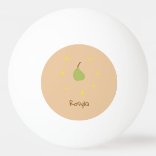 Custom name painted pear on brown ping pong ball