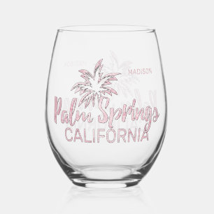 Custom Name Palm Springs California Stemless Wine Glass