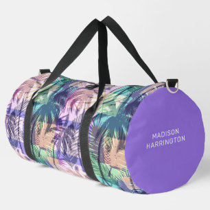 Custom Name Palm Trees Pattern Duffle Bag