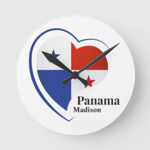 Custom Name Panama Love Round Clock