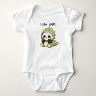 Custom Name Panda Dinosaur Costume Baby Bodysuit