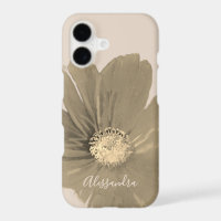 Custom Name Pastel Beige Gold Watercolor Flower