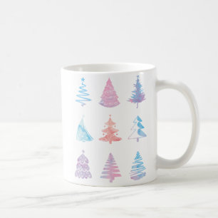 Custom Name Pastel Christmas Trees Classic Mug