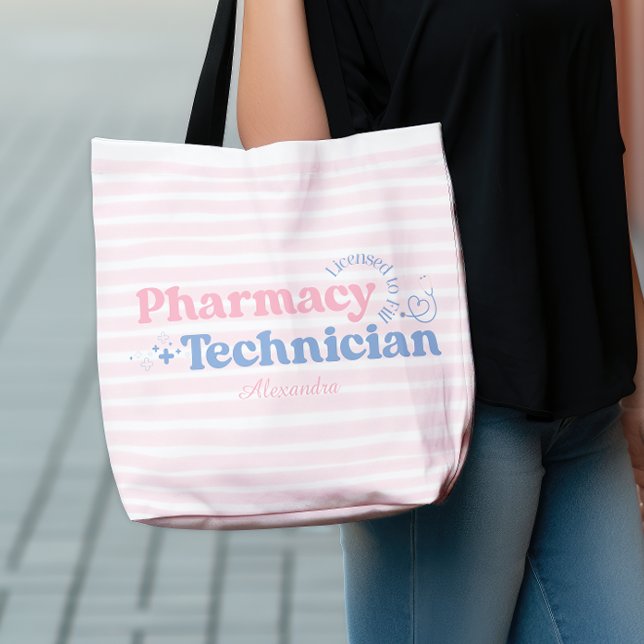 Custom Name Pastel Pharmacy Technician Tote Bag (Creator Uploaded)