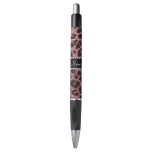 Custom name pastel pink glitter leopard print