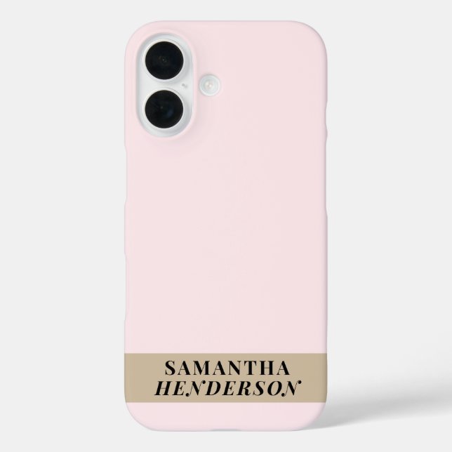 Custom Name Pastel Pink Gold Black Minimalist  Case-Mate iPhone Case (Back)