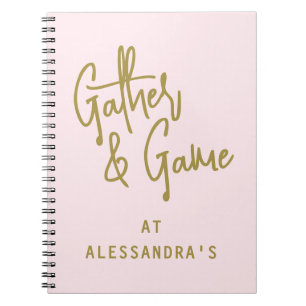 Custom Name Pastel Pink Gold Fun Game Score Track Notebook