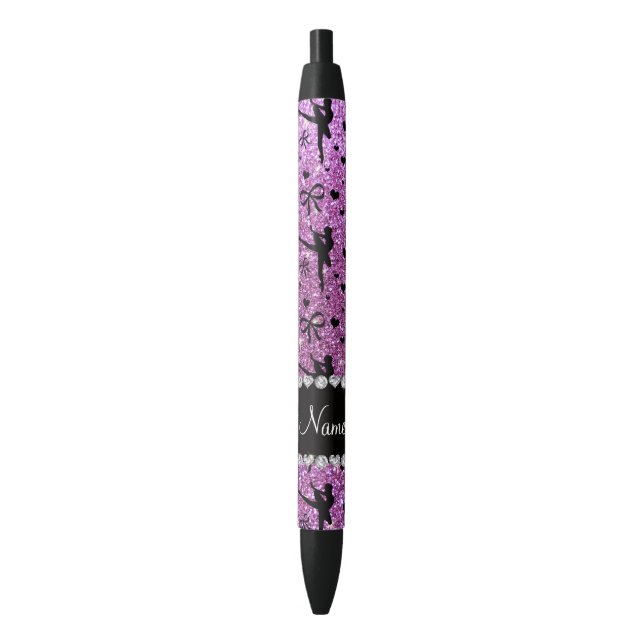 Custom name pastel purple glitter ballerinas black ink pen (Front Vertical)