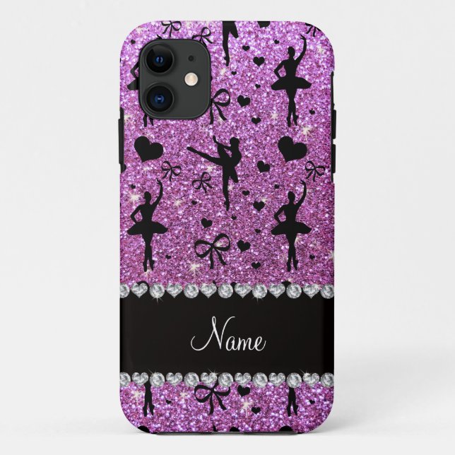 Custom name pastel purple glitter ballerinas Case-Mate iPhone case (Back)