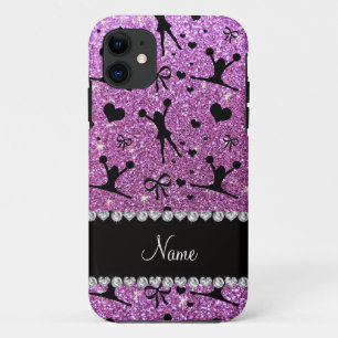 Custom name pastel purple glitter cheerleading iPhone 11 case