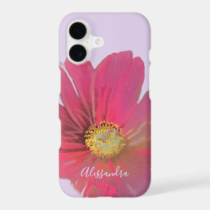 Custom Name Pastel Purple Red Watercolor Flower