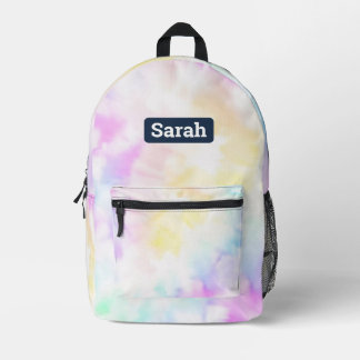 Custom Name Pastel Tie Dye Backpack