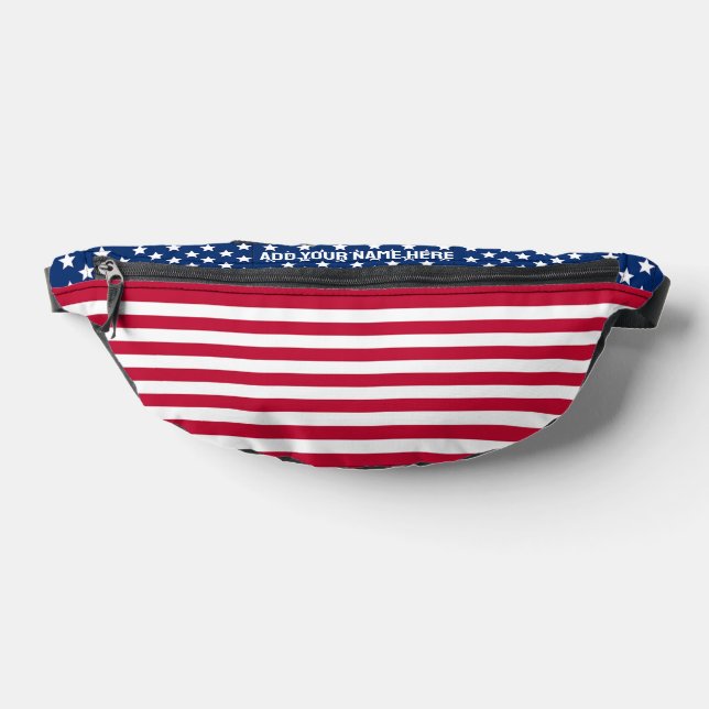 Custom Name Patriotic AMERICAN FLAG Bum Bags (Lay Down)