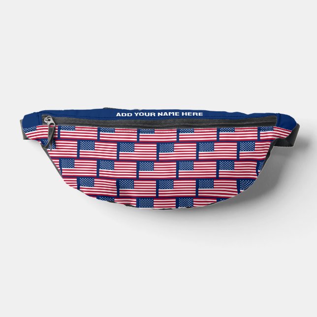 Custom Name Patriotic FLAG OF USA Fanny Pack (Lay Down)