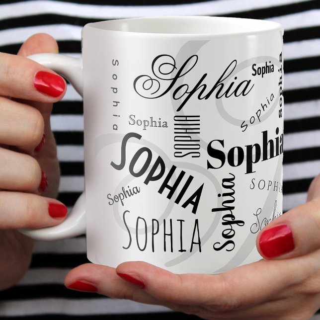 custom name pattern black white coffee coffee mug (Creator Uploaded)