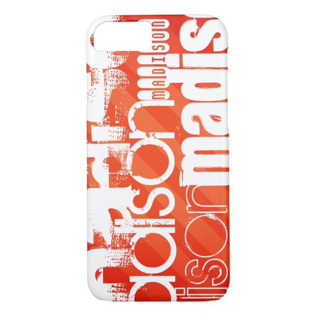 Custom Name Pattern on Neon Orange Stripes Case-Mate iPhone Case (Back)