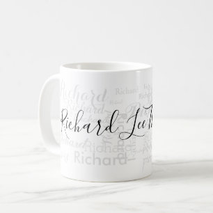 custom name pattern . personalised typography coffee mug