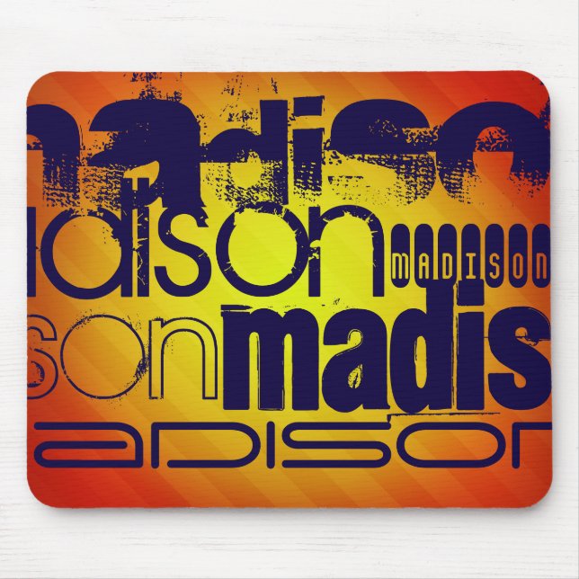 Custom Name Pattern; Yellow Orange Background Mouse Mat (Front)