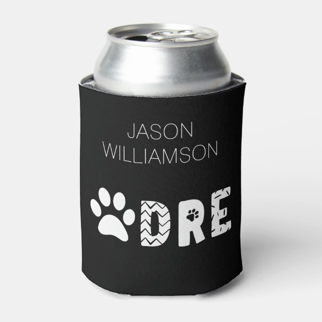 Custom Name Pawdre Dog Dad New Dog Owner Gift Can Cooler (Can Front)