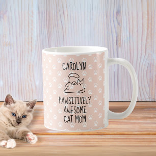 Custom Name Pawsitively Awesome Cat Mum Coffee Mug