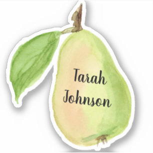 Custom Name Pear Fruit Sticker