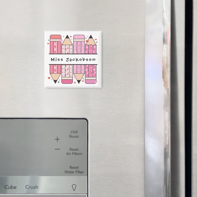 Custom Name Pencil Teacher Magnet (In Situ (Fridge))