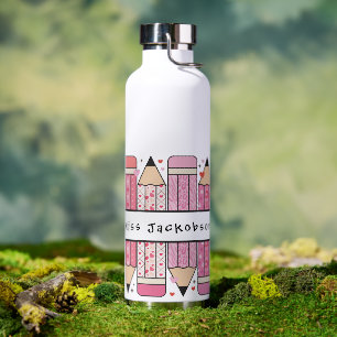 Custom Name Pencil Teacher Water Bottle