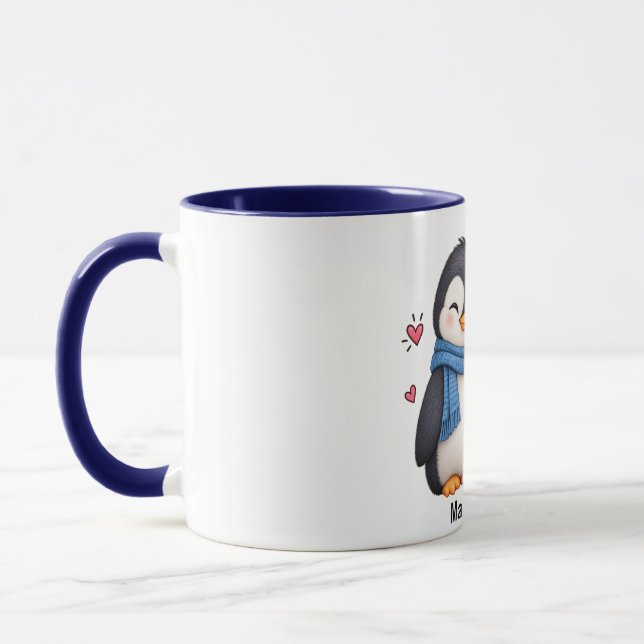 Custom Name Penguin Couple Mug  (Left)