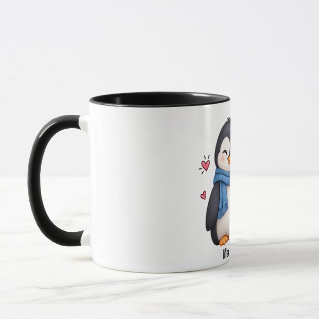 Custom Name Penguin Couple Mug  (Left)